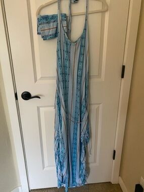 The Undress Version 5 Light Blue Printed Maxi Dress with Adjustable Straps
